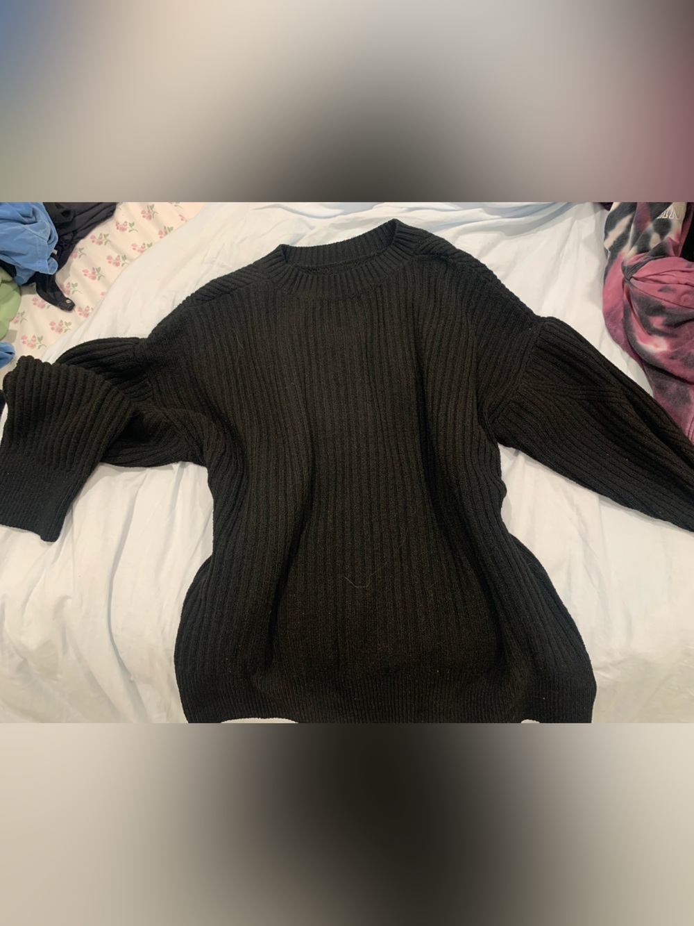Simply Vera Vera Wang Black Ribbed Crewneck Sweater